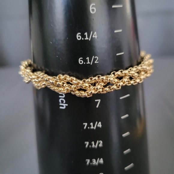 Women's Fashion Jewelry 3 Strand Twisted Loupe Chain Bracelet Gold Tone 6 3/4" - Picture 6 of 6